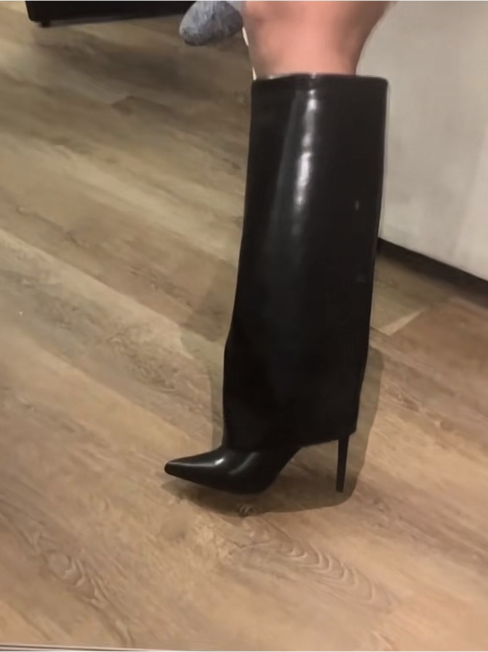 INC International Concepts Black Knee-High Pointed Stiletto Boot